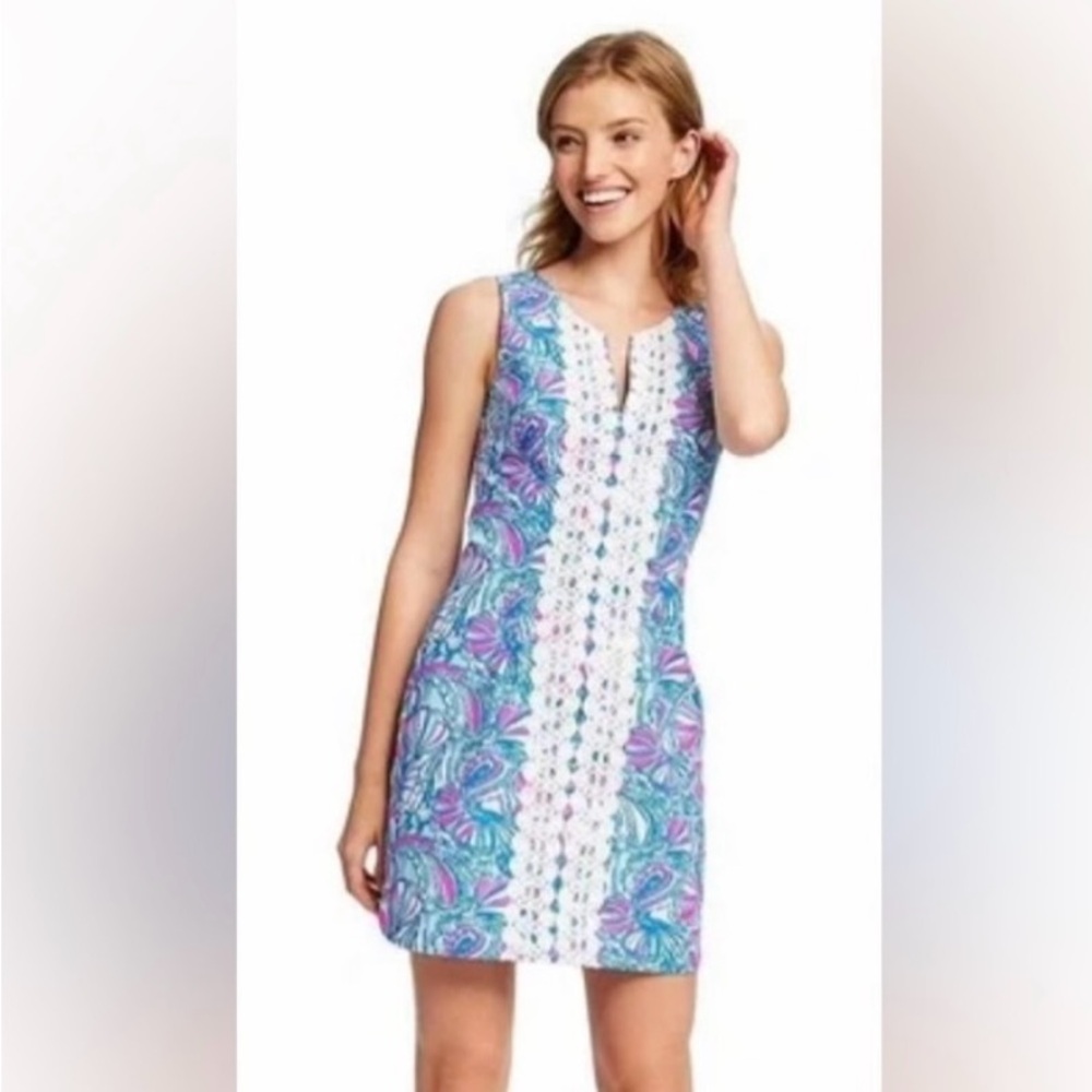 Lilly Pulitzer Blue and White Sheath Mini Dress